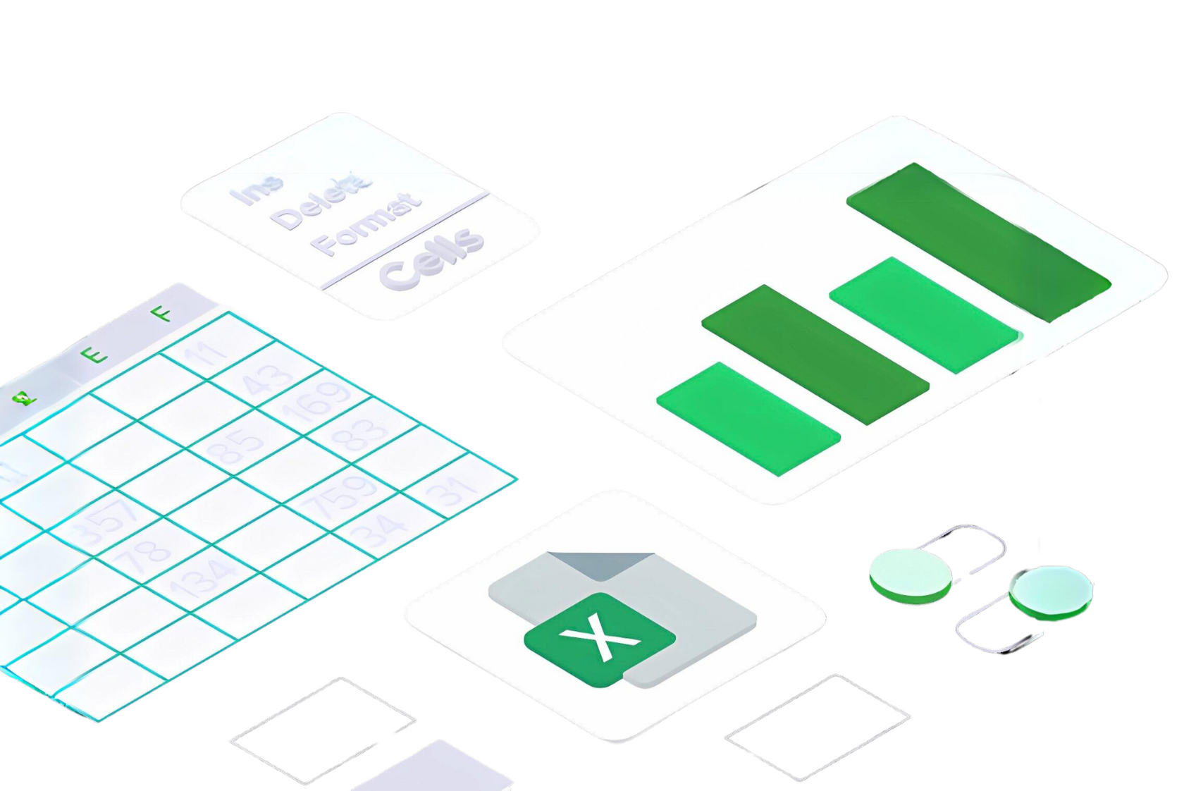 An illustration of spreadsheets and data, including the Microsoft Excel icon.